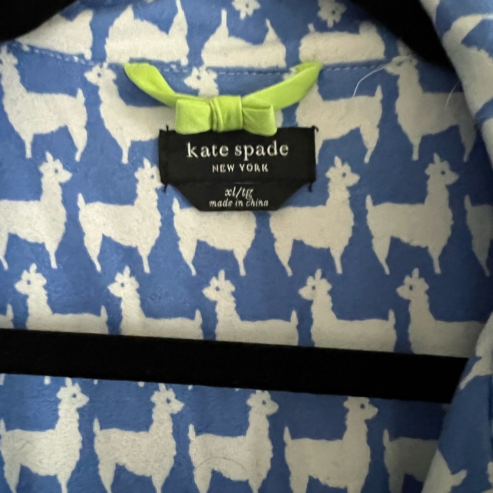 kate spade Blue & White Dog Silhouette Pajama Set with Lime Trim - Picture 3 of 3
